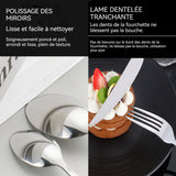 Ensemble de couverts 24 pcs acier inoxydable argent avec poignée antidérapante comprend couteau cuillère fourchette avec boîte