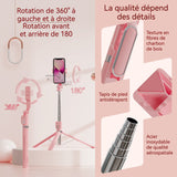 Perche à selfie 130cm perche à selfie trépied lumière d'appoint avec 2 lumières d'appoint avec effet de beauté rotation à 360 degrés
