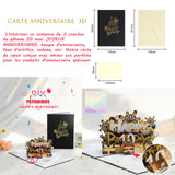 arte de voeux 20x15cm gâteau noir doré cadeau d'anniversaire carte de vœux tridimensionnelle message de bénédiction carte postale