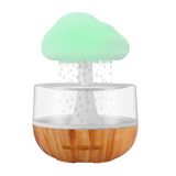 Humidificateur d'air 300ml nuages de pluie diffuseur d'huiles essentielles en bois avec gouttes d'eau 7 lumières LED de couleur