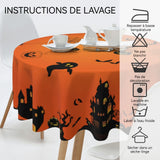 Halloween 137x274cm halloween ronde nappe citrouille et toile d'araignée La nappe lavable est imperméable et antitache décoration
