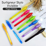 Stylo à encre invisible 8 couleurs plastique lumière LED écrire lettres secrète convient aux enfant stylo invisible à lumière UV
