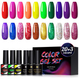 Kit de vernis à ongles gel 23 pièces 8,5 ml chacune différentes couleurs finition brillante et mate ensemble de vernis à ongles