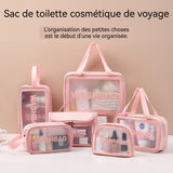 Trousse de toilette en PVC 6pcs trousse de maquillage set PU trousse de toilette de voyage trousse à cosmétiques transparente
