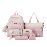 Sac à dos scolaire 44x31x15cm sac d'école kit 5 pièces sac à bandoulière sac à crayons organisateur sac à dos en toile cartable