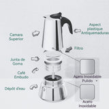 cafetière italienne 600ml acier inoxydable cafetière italienne 10-12 tasses Pour induction à gaz et tous les types de cuisinières