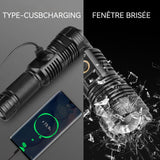Lampe de Poche Rechargeable 16.8 x5 x3.8CM Torche D'éclairage de 5 mode Haute Puissance Lampe Torche Étanche IPX5 Zoomable