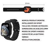 Montre intelligente 4 Modes 1.81 Pouces montre connectée femme homme montre de sport appels numérotation montre sport connectée