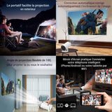 Vidéoprojecteur 720P 120ANSI 1+8Go réglage à 180 degrés portable silencieux machine de projection mini-projecteur avec support