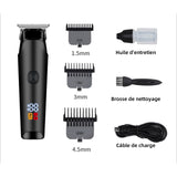 Tondeuse équipée 3 hauteurs de coupe de 1.5 à 4.5mm tondeuse rechargeable avec ecran LED tondeuse barbe et cheveux hommes tondeuse