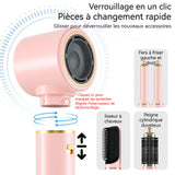 Ensemble brosse soufflante rose multifonctionnel 1250w 5 en 1 3 réglages de température brosse seche cheveux brosse sèche-cheveux