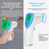 Thermomètre Frontal 200g Ecran rétro-éclairé tricolore Sans contact Portable Détection infrarouge Thermomètre Frontal Infrarouge