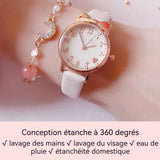 Montre enfant ensemble montre et bracelet rose avec boîte montre à quartz et bijoux ensemble montre-bracelet pour filles cadeaux