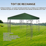 Toit de rechange 3x3m vert bâche de tente toit de rechange pour pavillon de jardin toile imperméable universel toile de rechange