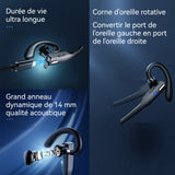 Crochet d'oreille bluetooth 100 mah réduction du bruit étanche à l'eau longue durée de vie de la batteries chargement de type-c