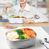 Gamelle chauffante 17x10,8x23,8cm capacité 1,5L acier inoxydable lunch box chauffante electrique pour voiture et maison travail