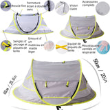 Tente de plage pour enfant 108x51x65cm moustiquaire pour enfant tente de plage abri de plage pour plage l'extérieur et maison