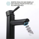 Robinet 12,5x20x4,5cm Acier inoxydable Double commande chaud et froid Résistant à la rouille et durable Design ergonomique Noir