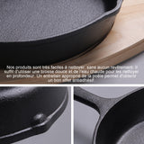 Poêle en Fonte Épaisse Poêle fonte naturelle antiadhésive sans entretien pour Induction Four Feu Cuisinière Grill Barbecue Noir