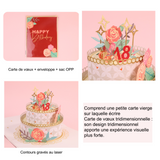 arte de voeux 20x15cm carte tridimensionnelle à double couche de gâteau de roses avec marquage à chaud bénissant carte postale