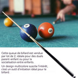 Mini queue de billard pour enfants 2PCS 92cm queue de billard débutants queue billard pour enfants mesurant entre 1-1,2 mètre