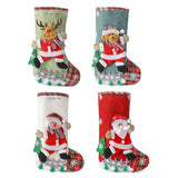Sacs à bonbons pour bas de Noël  20*30cm 4pcs   Motif de dessin animé  Sac cadeau de Noël   Convient à la décoration de Noël