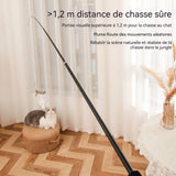 Teaser de chat jouet télescopique pour chat à tige télescopique à 4 sections Tête de rechange à double plume pour animaux noir