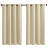 Rideaux Occultant Lot de 2 Rideaux Thermiques 140x225cm 2 Panneaux Rideaux Courts Isolant Anti Froid et Anti Bruit à Oeillets