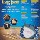 Kit de fouille 3 fossiles de Dents de Requins à extraire Jeu Scientifique et éducatif pour Enfants Cadeau pour Garçon et Fille 6 Ans