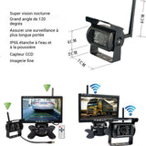Caméra de recul ccd sans fil avec écran de 7 pouces grand angle de 120 degrés avec 18 lumières LED caméra de recul de voiture