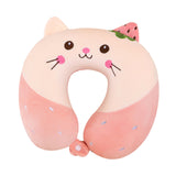 Oreiller Cervical pour Enfants 250g forme en U Dessin animé Daim doux pour la peau Noyau à rebond lent Portable Coussin de Nuque