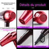 Seche cheveux professionnel ionique 800W 220V 2 modes de température 2ème vitesse seche cheveux rouge réglage air froid air chaud