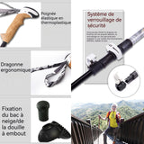 Bâtons de randonnée 1 paire de baton de marche extensibles en carbone ultra-léger antidérapant pour aux voyages et aux randonnées