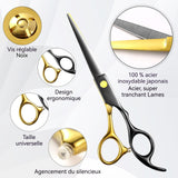 iseaux de coiffure 6 pouces 7 PCS Acier inoxydable Multifonction Convient à un usage professionnel en salon Ciseaux Coiffure