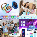 Machine de karaoké 1200 mah bluetooth 5,0 micro karaoke enfant avec 2 microphones lumière LED et effets de changement de voix bleu