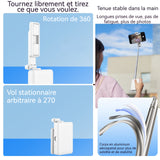 Adaptateur de trépied 3 en 1 650mAh mini-aide à la prise de vue stabilisée portable avec lumière d'appoint réglable sur 360 degrés