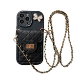 Étui de protection pour téléphone portable losange iPhone13promax étui pour téléphone portable chaîne sac de carte Messenger