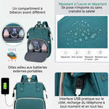 Sac à langer 42x32 cm Tissu Oxford Grande capacité de 27 L Peut contenir 3 biberons Peut se déplier en lit bébé de 70 cm Sac à dos