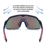 Lunette de cyclisme 33g hauteur des verres 62 mm lunettes de sport polarisées monoblocs avec revêtement coupe-vent cadre bleu