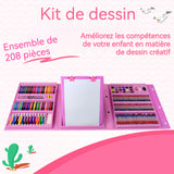 rayons de couleur 208 couleurs 40,5 x 31 x 5,2 cm coffret cadeau de pinceaux pour enfants ensemble de stylos aquarelle art set