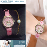 Montre femme 36mm montre à quartz pour femme montre design silencieuse montre mignonne à motif de chat cadeau idéal pour femmes