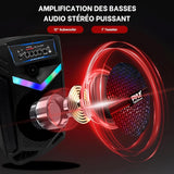 Haut-parleur Bluetooth puissant 400 Watt Haut-parleur amplifié portable Haut-parleur graves 8 pouces haut-parleur d'aigus 1 pouce