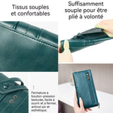 Porte Monnaie Femme 20 x10cm Grande Capacite Porte-Monnaie RFID Blocage Pochette en cuir souple ciré Porte-Monnaie bleu