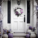 Couronne de crânes d'Halloween  34*43*11cm  Simulation de cadre de crâne  Couronne de vigne flétrie  Couronne de décoration