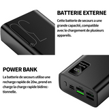 Batterie externe 20000mah 22.5w power bank power bank charge rapide charge rapide batterie portable portable batterie externe noir