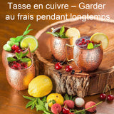 Verre en cuivre pour Moskau Mule avec pailles Lot de 4 Finition Martelée Cuivrée 550 ml  Parfait pour Cocktails et party