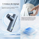 Pistolet de massage 13,5x9x4,5cm mini pistolet de massage musculaire 9 types de têtes de massage 4 niveaux de réglage palper-rouler