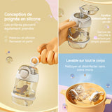 Tasse 19cm 450 ml Convient aux enfant smatériel PC Grande capacité avec paille Portable blanc étanche Portable blanc étanche