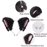 Oreilles de chat 25 x 18 cm Matériau Jinlun Style mignon et cool Avec clochette Indispensable pour fêtes et cosplay Costume de chat
