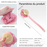 Brosse Dos Douche Double Face Long Manche avec Cordon Nettoyage Complet Exfoliation Douce pour Peau Sensible et Zones Difficiles